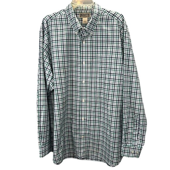 Duluth Trading Wrinklefighter Long Sleeve Button Down Shirt 2XL Green Plaid - Picture 1 of 6